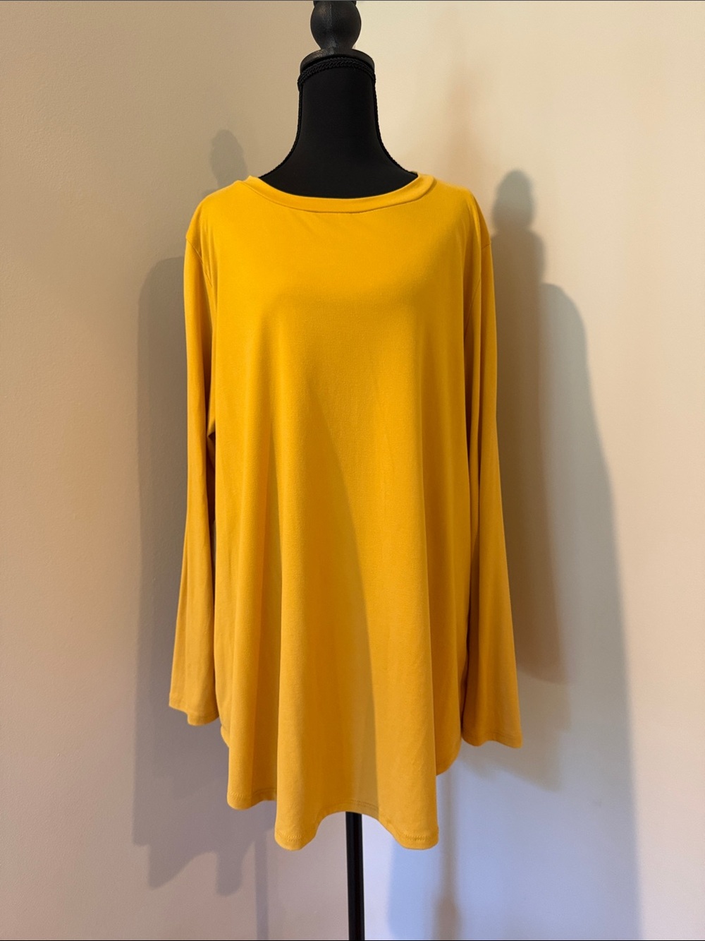 Classic Long Sleeve Crewneck Top in Mustard Yellow